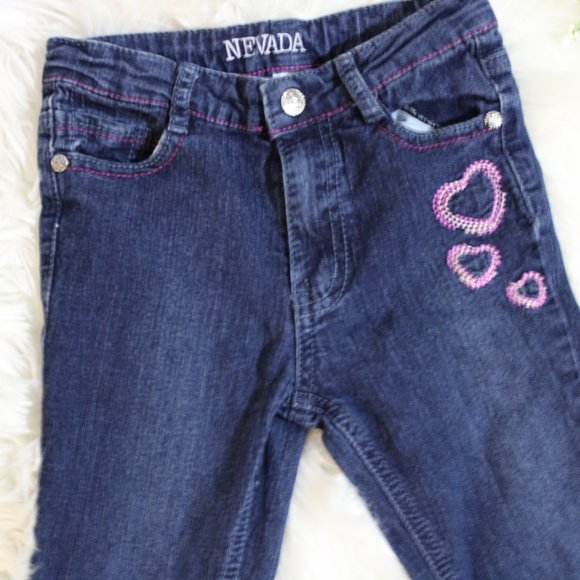 Nevada Pink Heart Embroidery Girls Blue Jean Pan - Picture 4 of 9